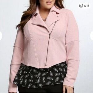 Torrid Pink Petal Textured Moto Jacket